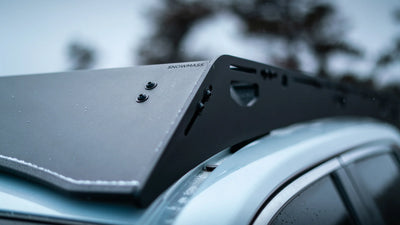 The Snowmass (2019-2022 Rav4) Roof Rack Half Height (Single Row Light Bar) Black Textured Powder Coat Black Anodized