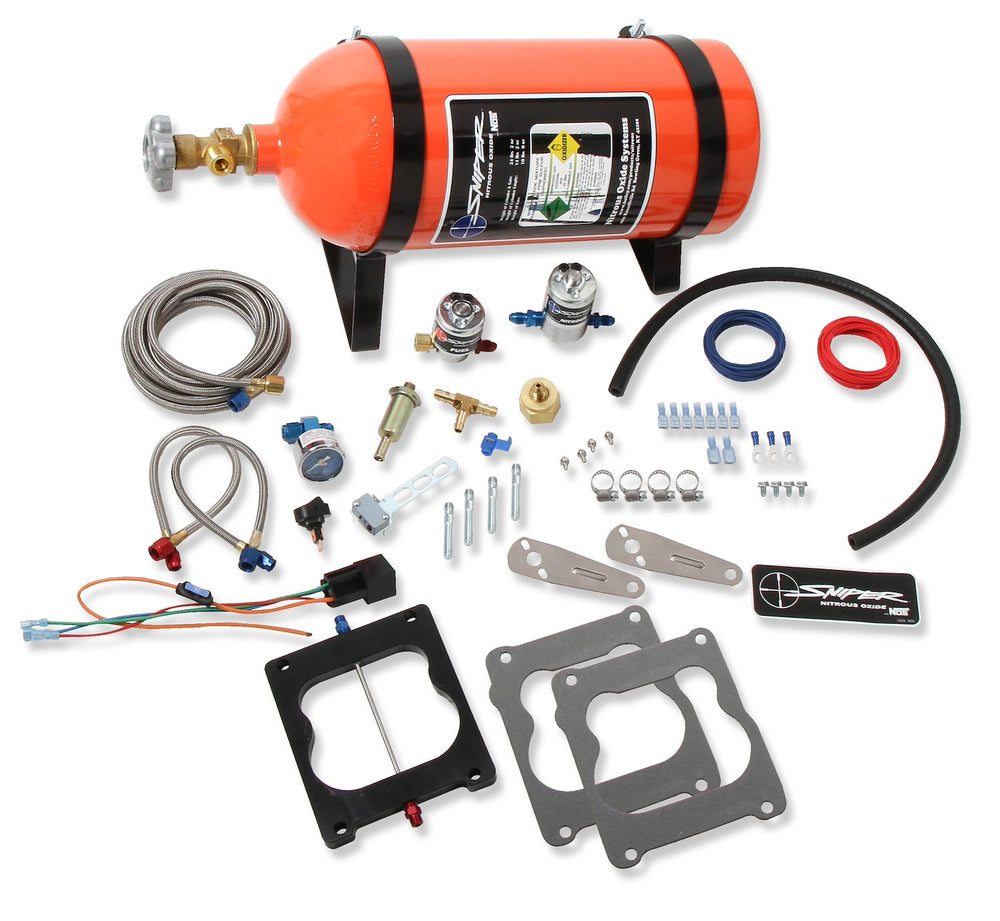 Sniper Wet Nitrous Plate Kit Quadrajet Adjustable From 150-250 Horsepower Spread Bore Includes 10 Lb Sniper Orange Bottle Spreadbore Plate And Installation Items NOS