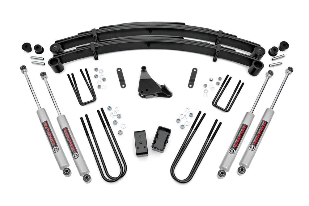 1x 7582 2x 8057 1x 7650 1x 23200 1x 6552 1x 23201 4 Inch Lift Kit Rear Blocks Ford Super Duty 4WD (1999-2004)