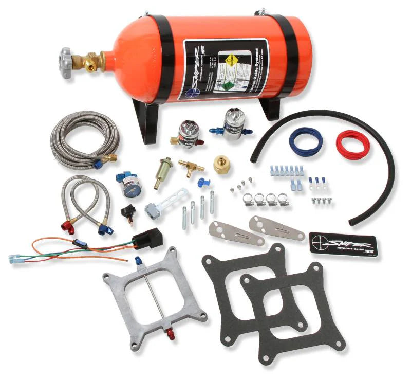 Sniper Wet Nitrous Plate Kit 4150 Square Bore Adjustable From 150-250 Horsepower Includes 10 Lb Sniper Orange Bottle And Installation Items NOS
