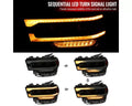 2500 3500 PROJECTOR HEADLIGHTS BLACK HOUSING AND SMOKED LENS AMBER REFLECTOR SWITCHBACK LED SEQUENTIAL SIGNAL WITH BREATHING LIGHT EFFECT