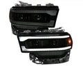 2500 3500 PROJECTOR HEADLIGHTS BLACK HOUSING AND SMOKED LENS AMBER REFLECTOR SWITCHBACK LED SEQUENTIAL SIGNAL WITH BREATHING LIGHT EFFECT
