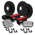 R1 Concepts Black Slotted Rotors with 5000 Oep Brake Pads Hdw