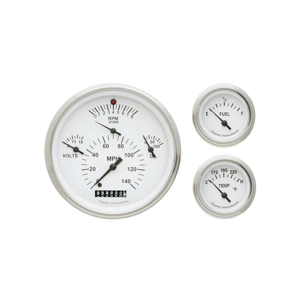 57 CHEVY 6 GAUGE SET WHITE-LS