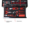 26IN 3DRAWER PORTABLE STEEL TOOL BOX W/ 103 PC METRIC TOOL SET BLACK