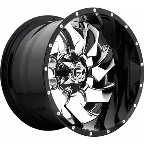 ~(60 lbs. 23X23X15)~ CLEAVER 20x12 6x135.00/6x139.70 CHROME PLATED GLOSS BLACK LIP (-44 mm)