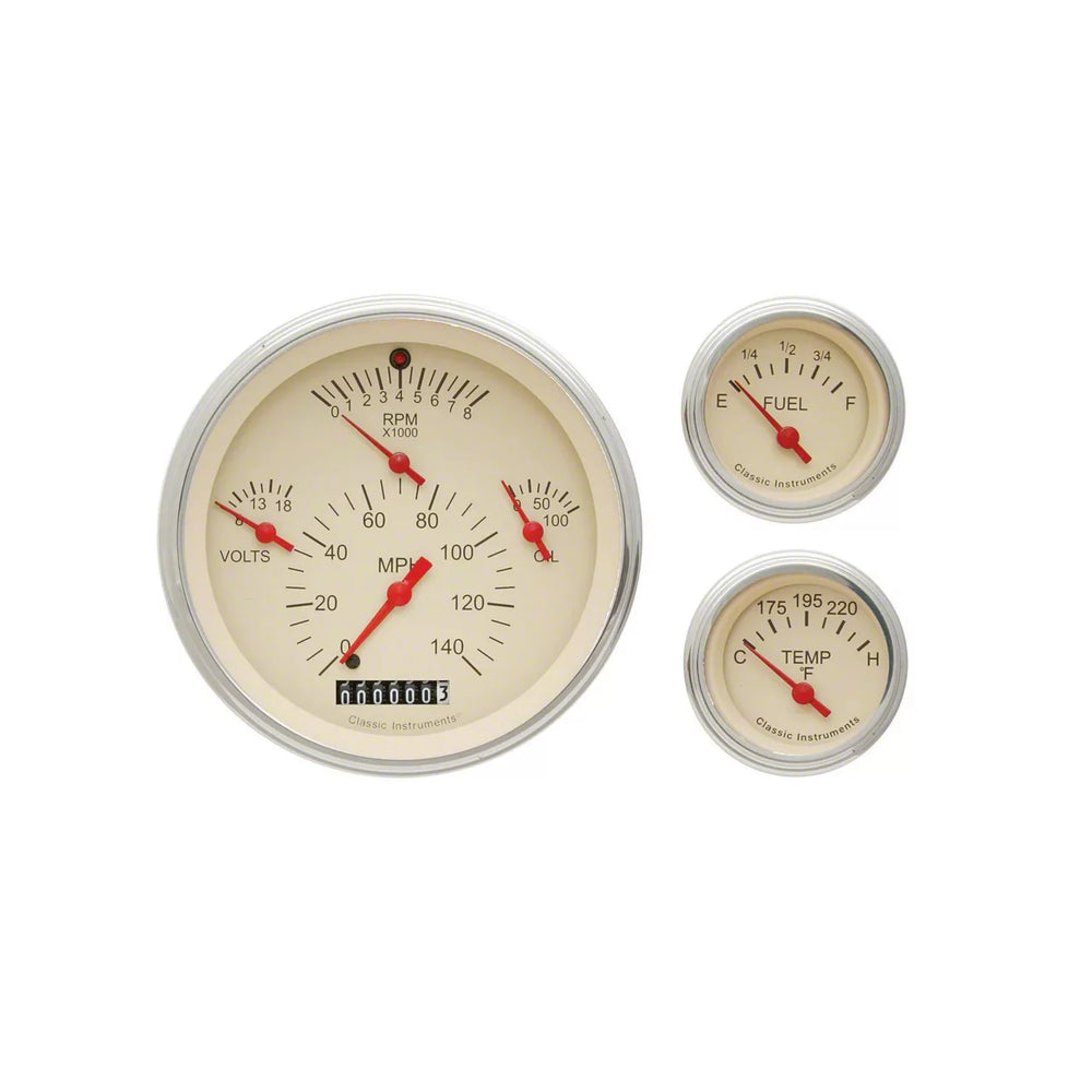 57 CHEVY 6 GAUGE SET TAN-GM