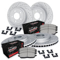 R1 18-24 Jeep Wrangler JK Front & Rear Drill/Slot Carbon Coated Rotor Set w/Off-Road/Tow Pads