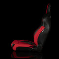 Braum Elite V2 Series Sport Seats - Black PU Red Jacquard - Low Base Version - BRR1-RFLB2