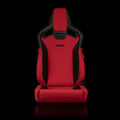 Braum Elite V2 Series Sport Seats - Black PU Red Jacquard - Low Base Version - BRR1-RFLB2