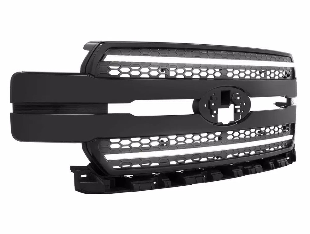 XBG LED Grille: Ford F150 (18-20) (Paintable-Black / White DRL)