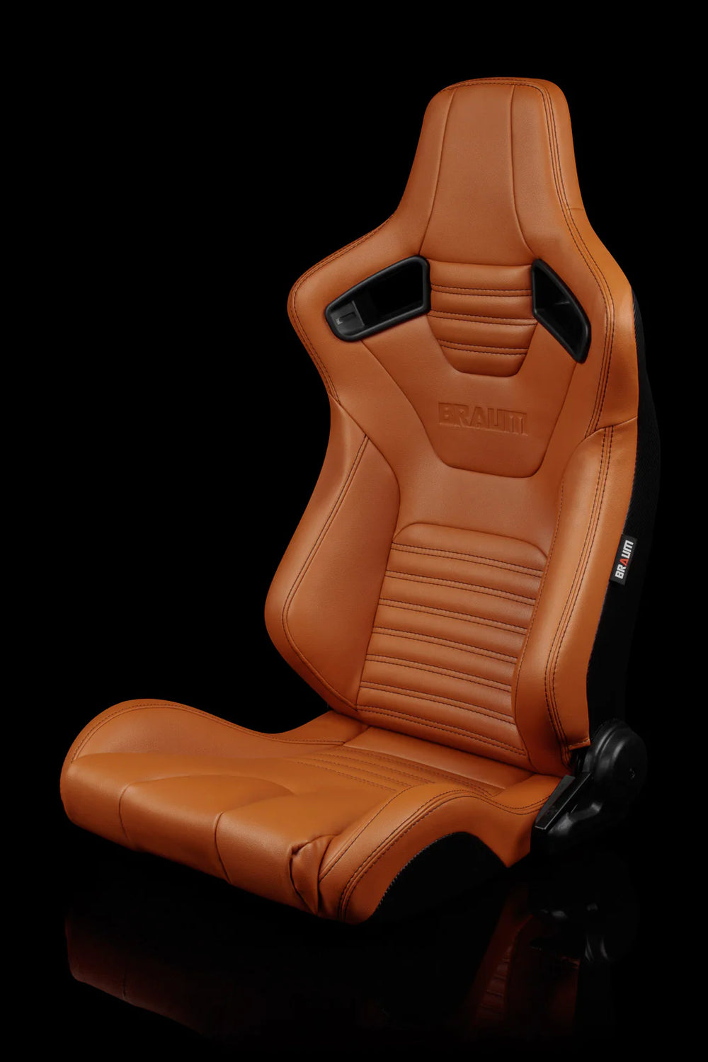 Braum Elite-X Series Sport Seats - British Tan Leatherette (Black Stitching) - BRR1X-BTBS