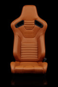 Braum Elite-X Series Sport Seats - British Tan Leatherette (Black Stitching) - BRR1X-BTBS