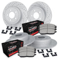 R1 12-25 Dodge Durango Front & Rear Drill/Slot Carbon Coated Rotor Set w/Off-Road/Tow Pads