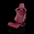 Braum Elite-X Series Sport Seats - White Leatherette (Black Stitching) - BRR1X-WHBS