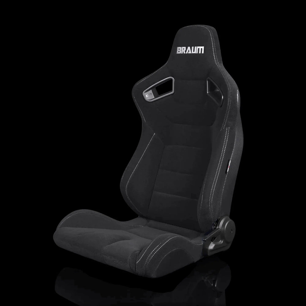 Braum Elite Series Sport Seats - Red Suede (White Stitching) - BRR1-RSBS