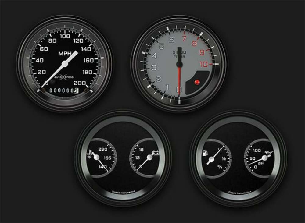 AUTO CROSS GREY 3" SPEEDO/TACH/2 DUALS-G