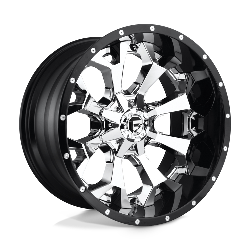 ~(59 lbs. 25X25X13)~ ASSAULT 22x10 8x180.00 CHROME PLATED GLOSS BLACK LIP (-13 mm)