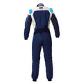 OMP FIRST EVO OVERALL my2025 FIA 8856-2018/SFI NAVY BLUE / CYAN SZ 58