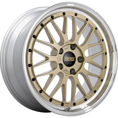 BBS LM 20x9 5x114.3 ET28 PFS Gold Center Diamond Cut Lip Wheel - 82mm PFS Required