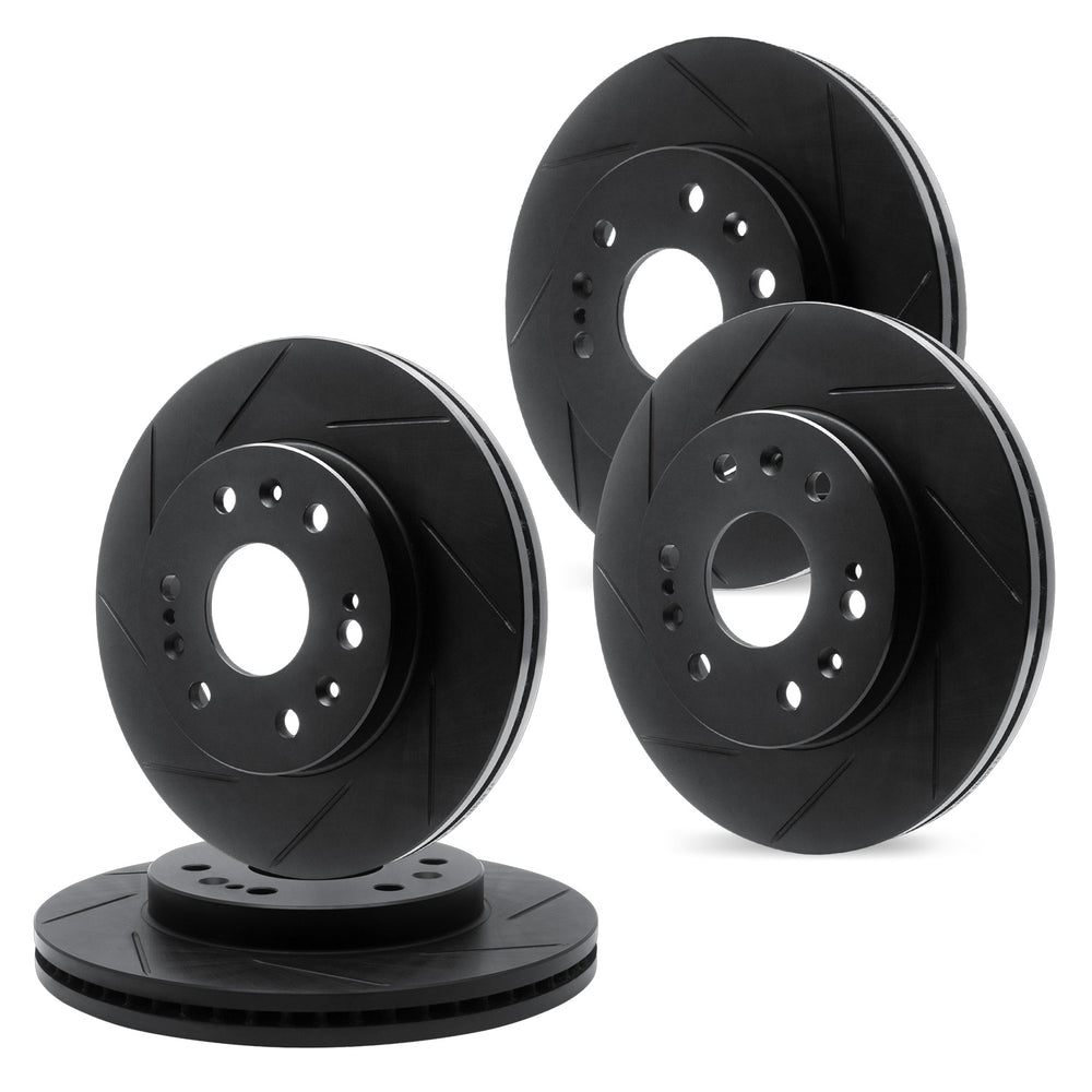R1 Concepts Brake Rotor- Slotted - Black Fits Nissan Titan