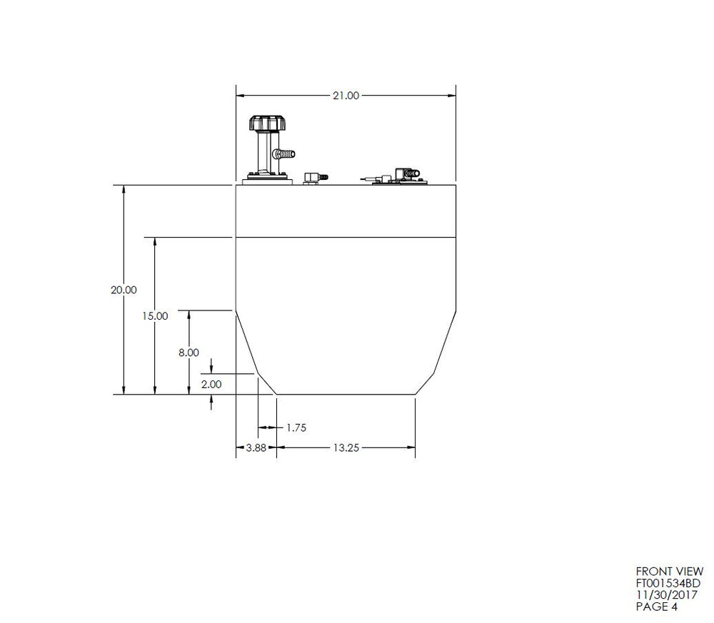 41 GALLON PONTOON STYLE TANK. DROP SHIP ONLY. DIMENSIONS L 29.55IN X W 21IN X H