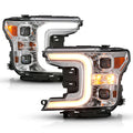 18C F150 LED PROJECTOR HEADLIGHTS W/ PLANK STYLE SWITCHBACK CHROME W/ AMBER