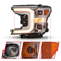 18C F150 LED PROJECTOR HEADLIGHTS W/ PLANK STYLE SWITCHBACK CHROME W/ AMBER