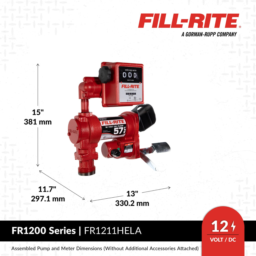 57 LPM 12V DC PUMP 3/4IN X 3.6 M HOSE 3/4IN AUTOMATIC NOZZLE (UNLEADED SPOUT & RED COVER)