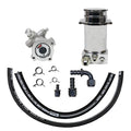 Pro Touring Power Steering Pump and Hydroboost Remote Reservoir Kit for Rack and Pinion Applications (Brushed Aluminum)