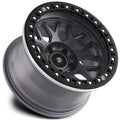 Baja Built Maverick 17x9 6X5.5 -12mm 4.5 Offset Satin Graphite Finish Matte Black Beadlock Ring For Bronco