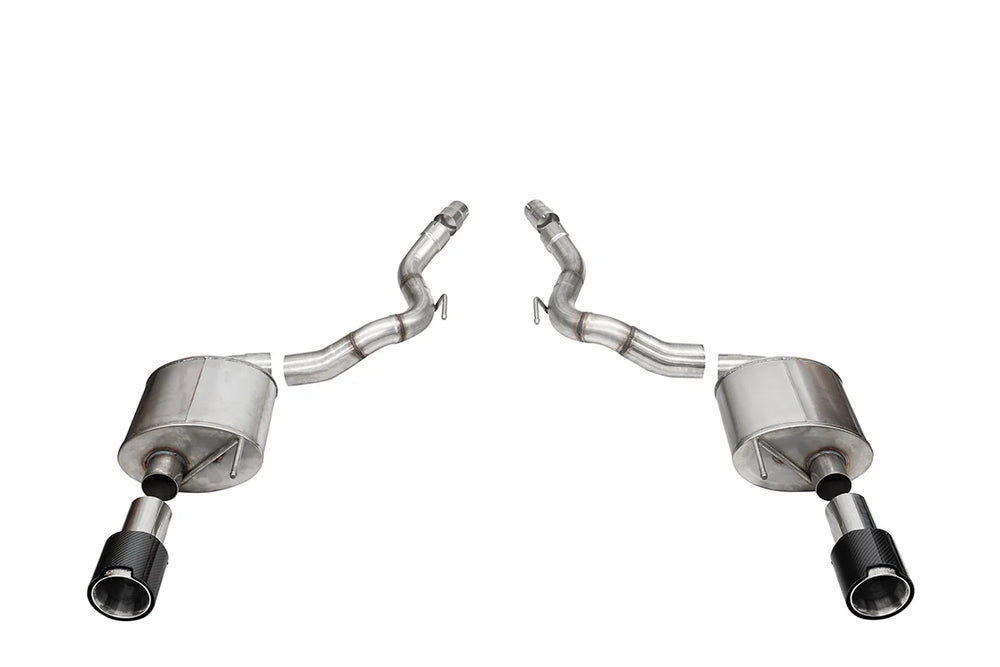 3.0 Dual Rear Exit Axle-Back Exhaust System with 4.5 Polished Straight Cut Carbon Fiber Tips