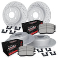 R1 06-24 Chrysler Aspen Front & Rear Drill/Slot Carbon Coated Rotor Set w/Off-Road/Tow Pads