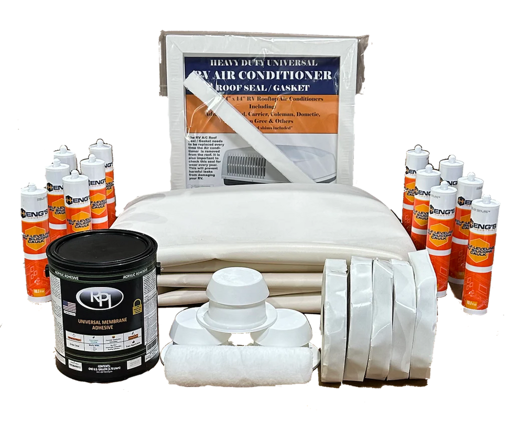 DELUXE FOLDED PVC MEMBRANE PLUS INSTALLATION KIT 9FT 6IN X 42FT WHITE