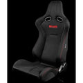 Braum Venom Series Sport Seats - Black and Red Cloth (Red Stitching) - BRR7-BKRD