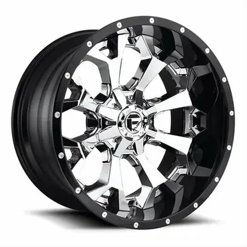 ~(57 lbs. 23X23X15)~ ASSAULT 20x12 6x135.00/6x139.70 CHROME PLATED GLOSS BLACK LIP (-43 mm)