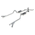 Crossmember Back w Xchange Exhaust System Split Rear Dual Exit 2.5 in Intermediate X-Pipe And Tail Pipe Turbo Pro Mufflers Hardware Incl Tip Not Incl Pypes Exhaust