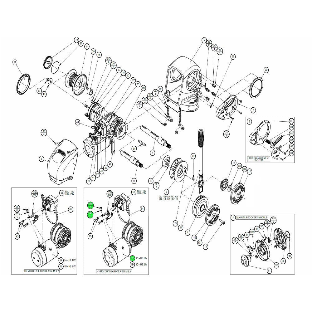 H3 MOTOR/GEARBOX 12V