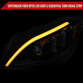 W205 PROJECTOR HEADLIGHTS GLOSSY BLACK HOUSING AND LIGHT SMOKED LENS - SEQUENTIAL TURN SIGNAL - HALOGEN MODELS ONLY