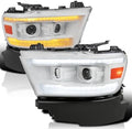 1500 DRL LED BAR PROJECTOR HEADLIGHTS WHITE HOUSING CLEAR LENS - AMBER REFLECTOR SWITCHBACK LED SEQUENTIAL SIGNAL BREATHING LIGHT EFFECT H7 HIGH H7 LOW