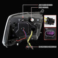 PROJECTOR HEADLIGHTS FACELIFT STYLE BLACK HOUSING SMOKED LENS WITH AMBER REFLECTOR SWITCHBACK LED LIGHT BAR/ LED SEQUENTIAL SIGNAL/ BREATHING LIGHT EFFECT/ LED HIGH LED LOW