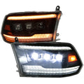 PROJECTOR HEADLIGHTS FACELIFT STYLE BLACK HOUSING SMOKED LENS WITH AMBER REFLECTOR SWITCHBACK LED LIGHT BAR/ LED SEQUENTIAL SIGNAL/ BREATHING LIGHT EFFECT/ LED HIGH LED LOW