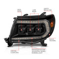 ANZO 05-11 Toyota Tacoma Full LED Projector Headlights White DRL/Init/SeqSig Black - Pair