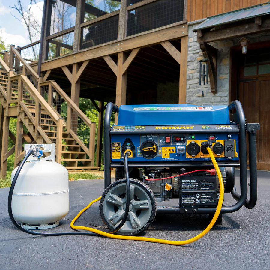 TRI FUEL PORTABLE GENERATOR 11400/9200W ELECTRIC START WHEEL KIT CO ALERT BLACK/GOLD