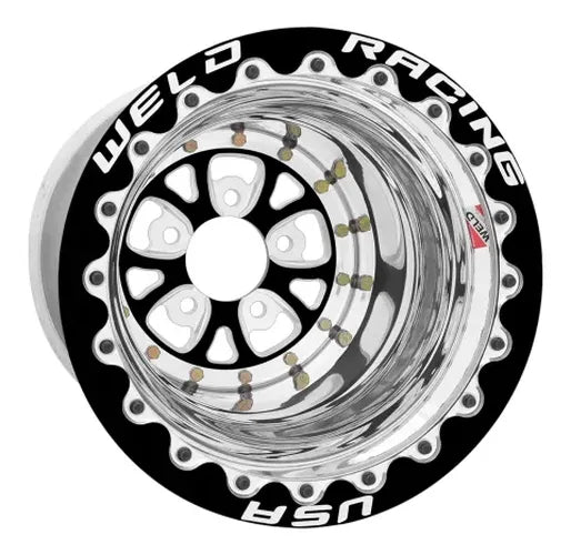Weld V-series 15x13 / 5X4.75 BP / 3in. BS Black 3 Piece Wheel - Black Single Beadlock MT