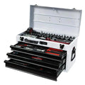 26IN 3DRAWER PORTABLE STEEL TOOL BOX W/ 103 PC METRIC TOOL SET WHITE