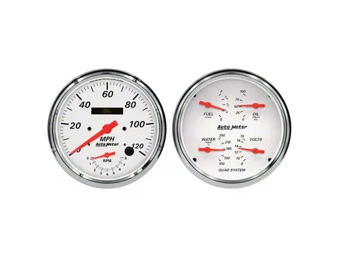 Autometer Arctic White Quad & Tach/Speedo 5in. - 2 pc.