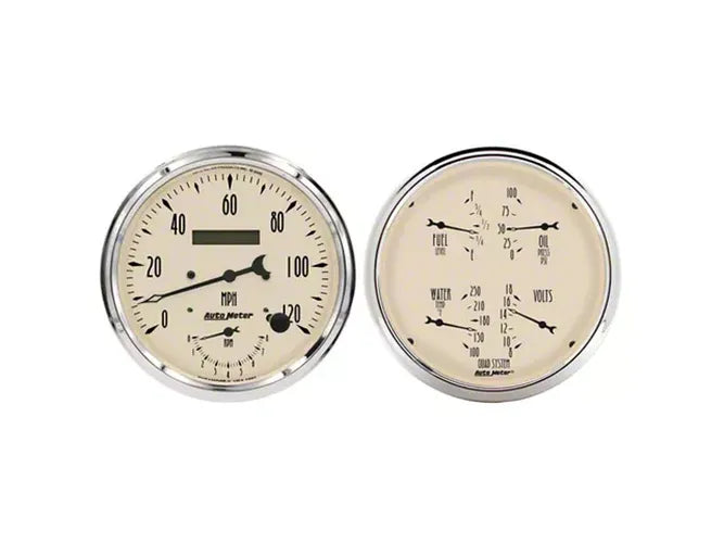 Autometer Antique Beige Quad & Tach/Speedo 5in. - 2 Pc.