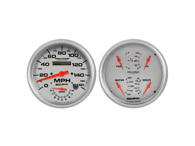 Autometer Ultra-Lite 2pc Gauge Kit Quad & Tach/Speedo 5in.