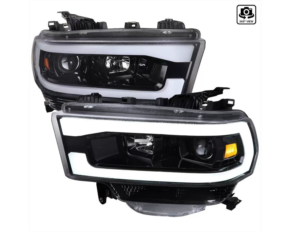 2500 PROJECTOR HEADLIGHTS GLOSSY BLACK HOUSING WITH CLEAR LENS